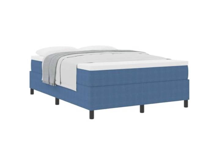 KTHLBRH Boxspringbett Blau und Weiß 140 x 190 cm Mit Taschenfederkernmatratze, Gestell aus Holz, Stoff aus Cords
