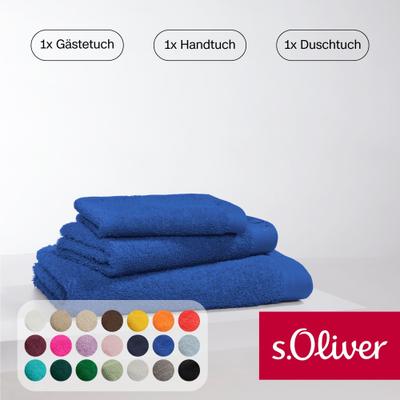 Handtuch Set S.OLIVER "s.Oliver, Premium Qualität, 600 gr/m²", blau, 3 Stk., Walkfrottier, Walkfrottier, Obermaterial: 100% Baumwolle, Handtuch-Sets, 1 Gästetuch 30x50 cm, 1 Handtuch 50x100 cm, 1 Duschtuch 70x140 cm