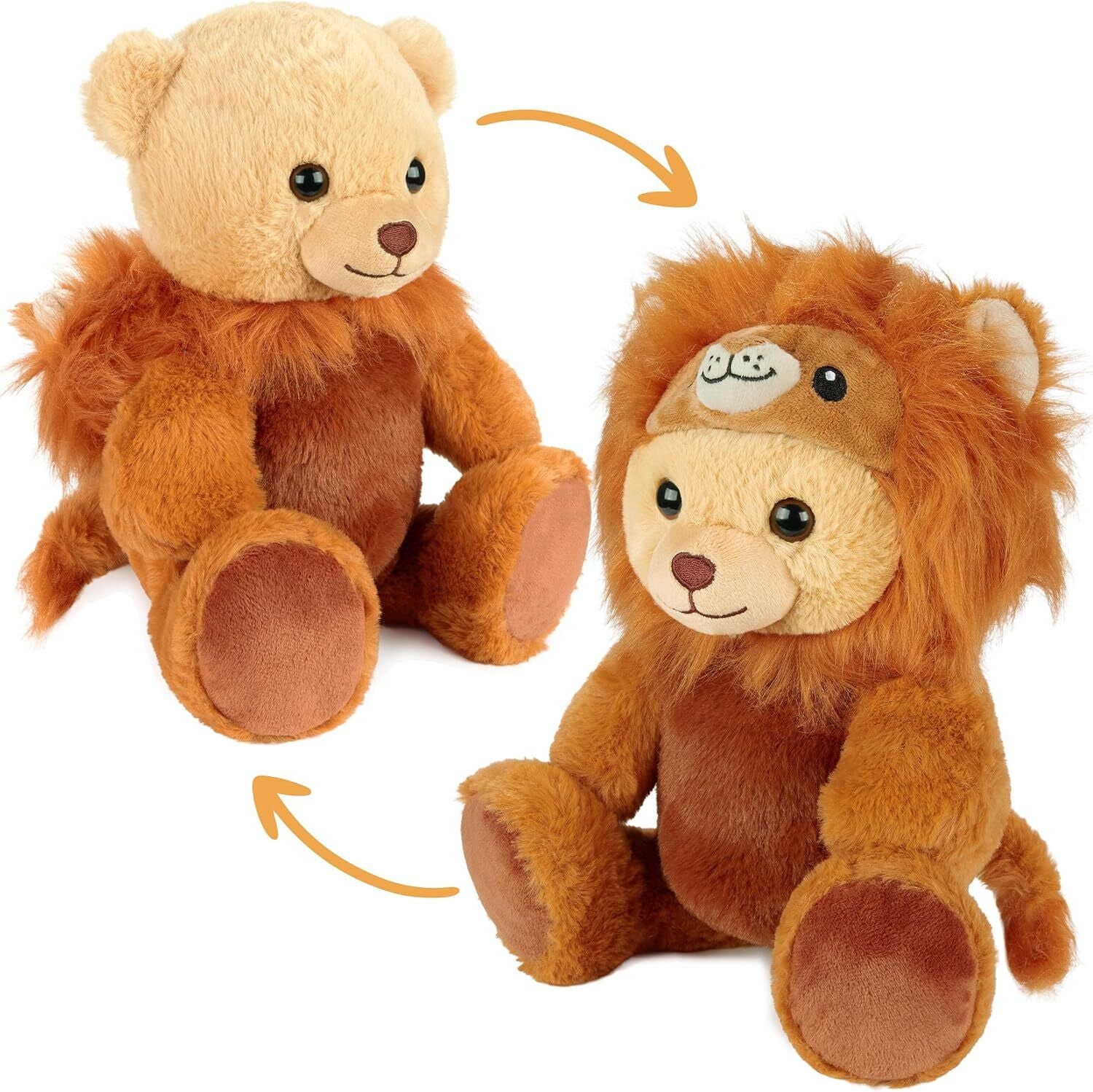 BRUBIES Teddy Leeuw Knuffelbeer in Leeuwenkostuum met Kap - Bruin - 25 cm