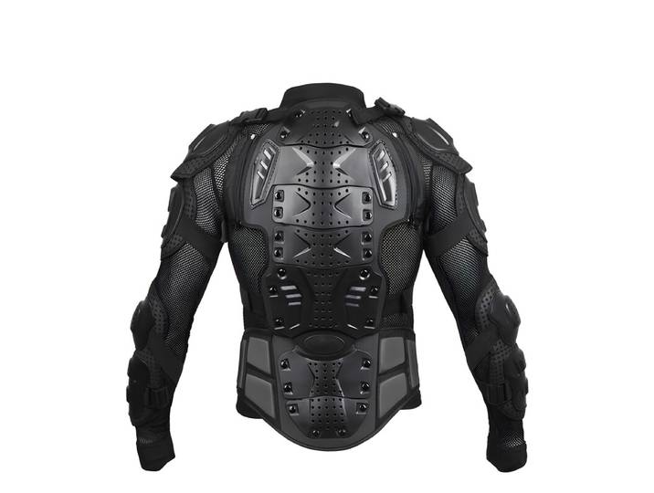 Gilet de protection moto XXXL avec protection dorsale, gilet d'armure haut du corps motocross tout-terrain, équipement de conduite respirant pour skateboard et sports extérieurs, unisexe adulte, couleur noire