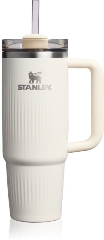 Stanley Quencher H2.O Fluted Tumbler gobelet en acier inoxydable avec paille grand format cream gloss 1 pcs
