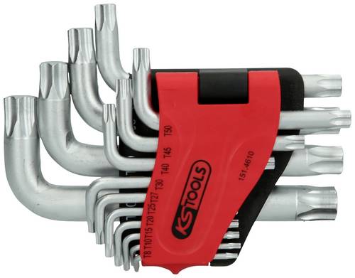 KS Tools TX Winkelschraubendreher-Set T 8, T 10, T 15, T 20, T 25, T 27, T 30, T 40, T 45, T 50, T 55, T 60, T 70, T 80 14teilig