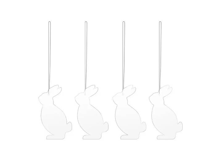 Cooee Design Décoration de Pâques Easter Deco lièvre Lot de 4 White