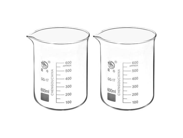 Messbecher 2-teiliges Set Borosilikatglas 600ml, Transparent, Glas, Backen & Backzubehör, Messbecher