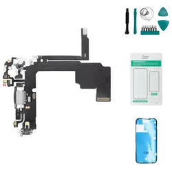 iPhone 15 Pro Ladebuchse / Mikrofon Schwarz - Set