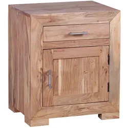 NACHTTISCH Massivholz Schublade Tür Landhausstil, Beige 50x40x60 cm