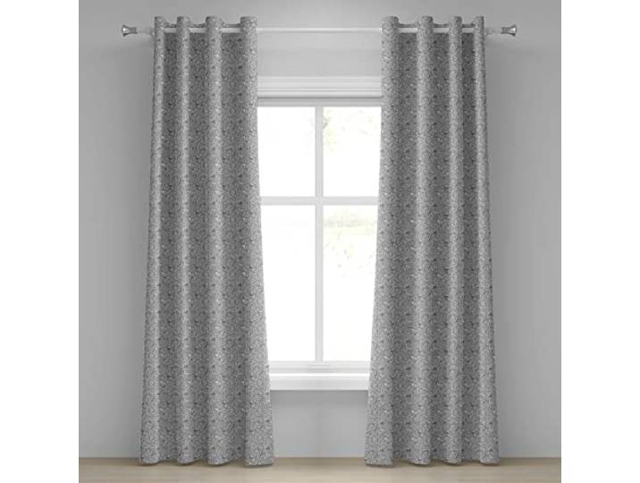 ABAKUHAUS Stadt Ösenvorhang, Crowded Stadtleben, Dekorative 2-Panel-Fenstervorhänge für Schlafzimmer Wohnzimmer, 280 cm x 225 cm, Weiss Schwarz