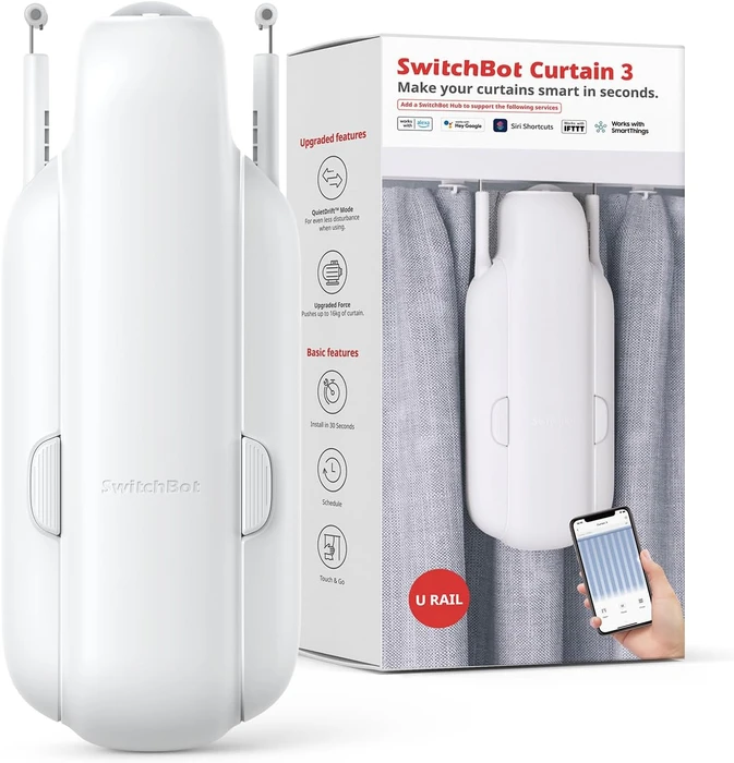 SwitchBot Smart Curtain 3 U Rail Automatischer Vorhangöffner