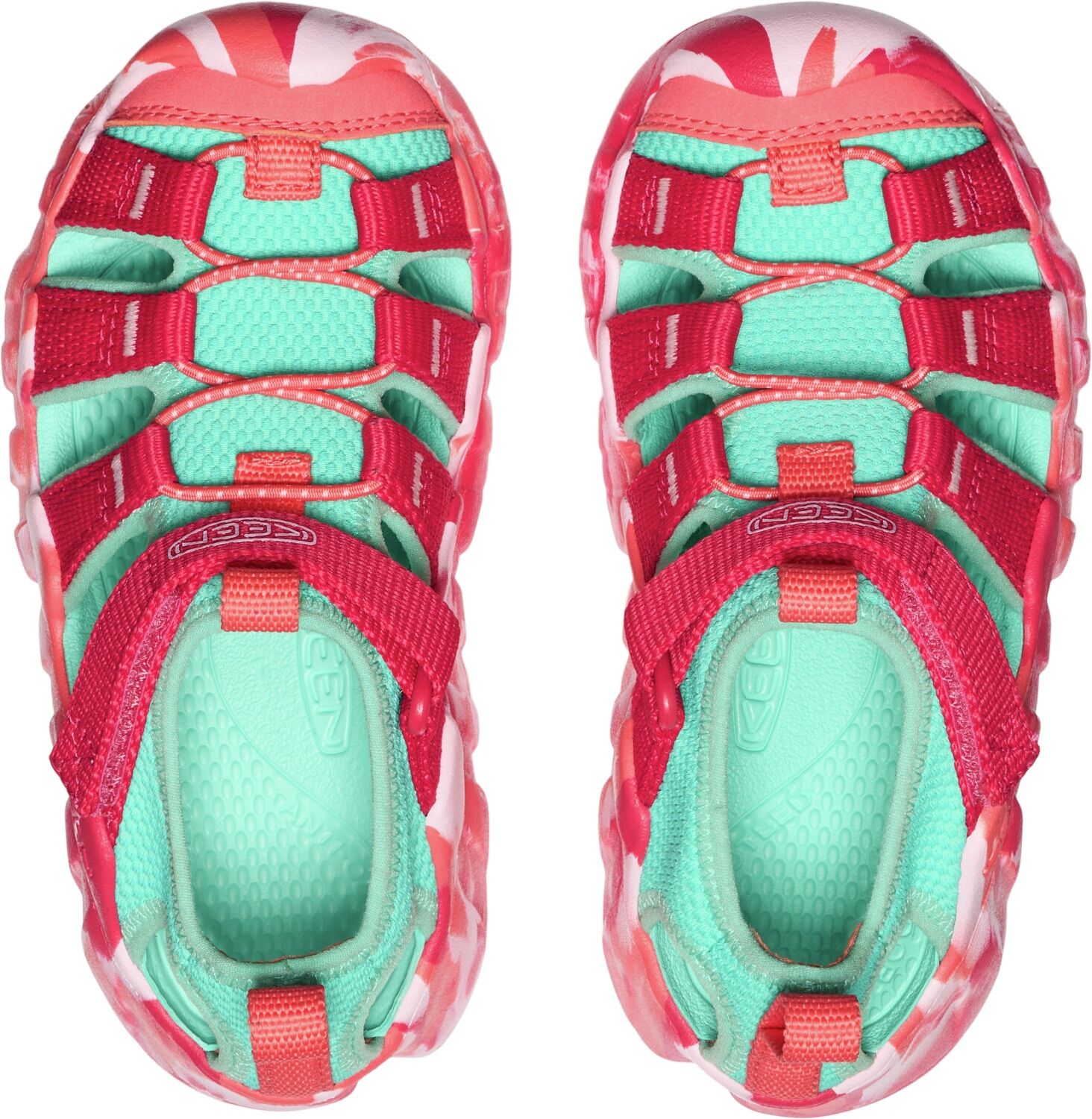Sandale KEEN "HYPERPORT H2", Mädchen, Gr. 27/28, blau (raspberry, pool blau), Synthetik, Schuhe Sandale raspberry, pool blau 27/28