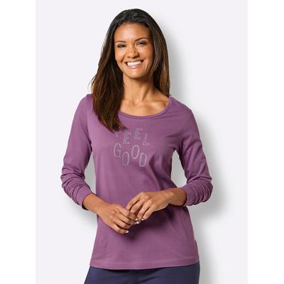 Langarmshirt "Shirt", Damen, Gr. 40/42, lila (violett), 100% Baumwolle, unifarben, Shirts Langarmshirt