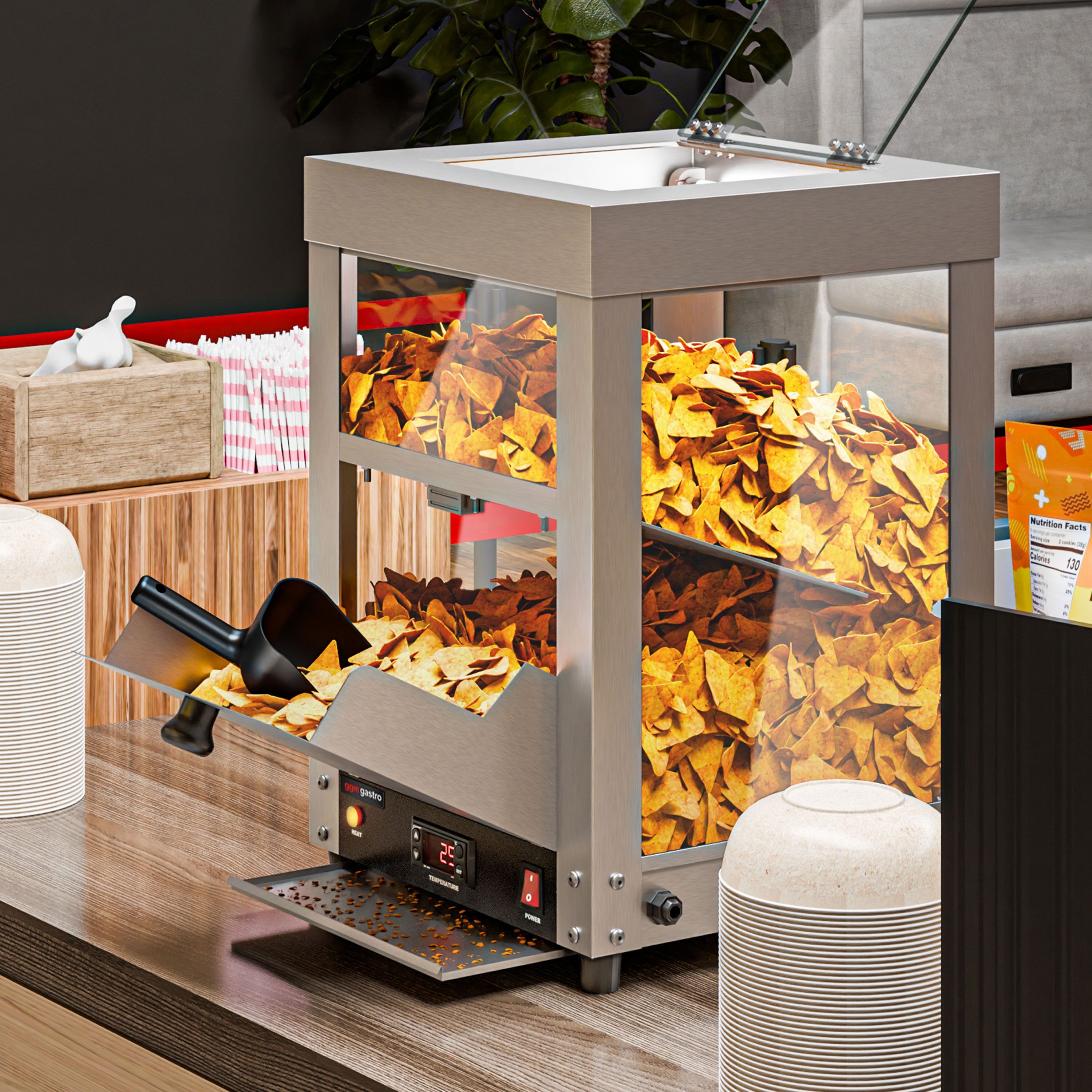 GGM Gastro Nacho warmer - 300W - RVS zilver