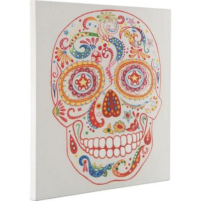 Ölbild KAYOOM "Totenkopf", bunt (farbe bild(er): bunt), B:90cm H:90cm T:38cm, Acrylfarbe, Leinen, Bilder, 90cm x 90cm