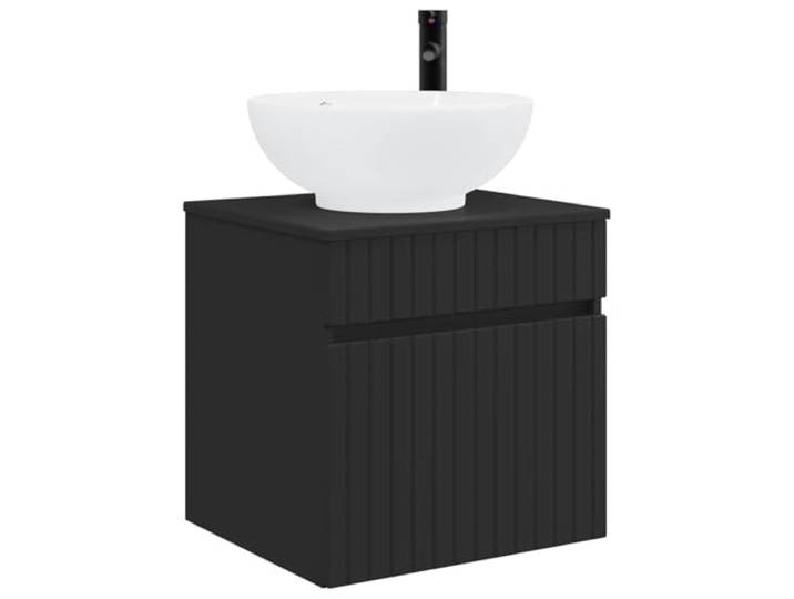 WEMYUFURN Wandmontierte Waschbecken-Vanität Schwarz 49 x 44,5 x 66,5 cm Holzwerkstoff, slim Design, Schubladensystem, Wandmontage, minimalistisch, modernes Bad, einfache Montage