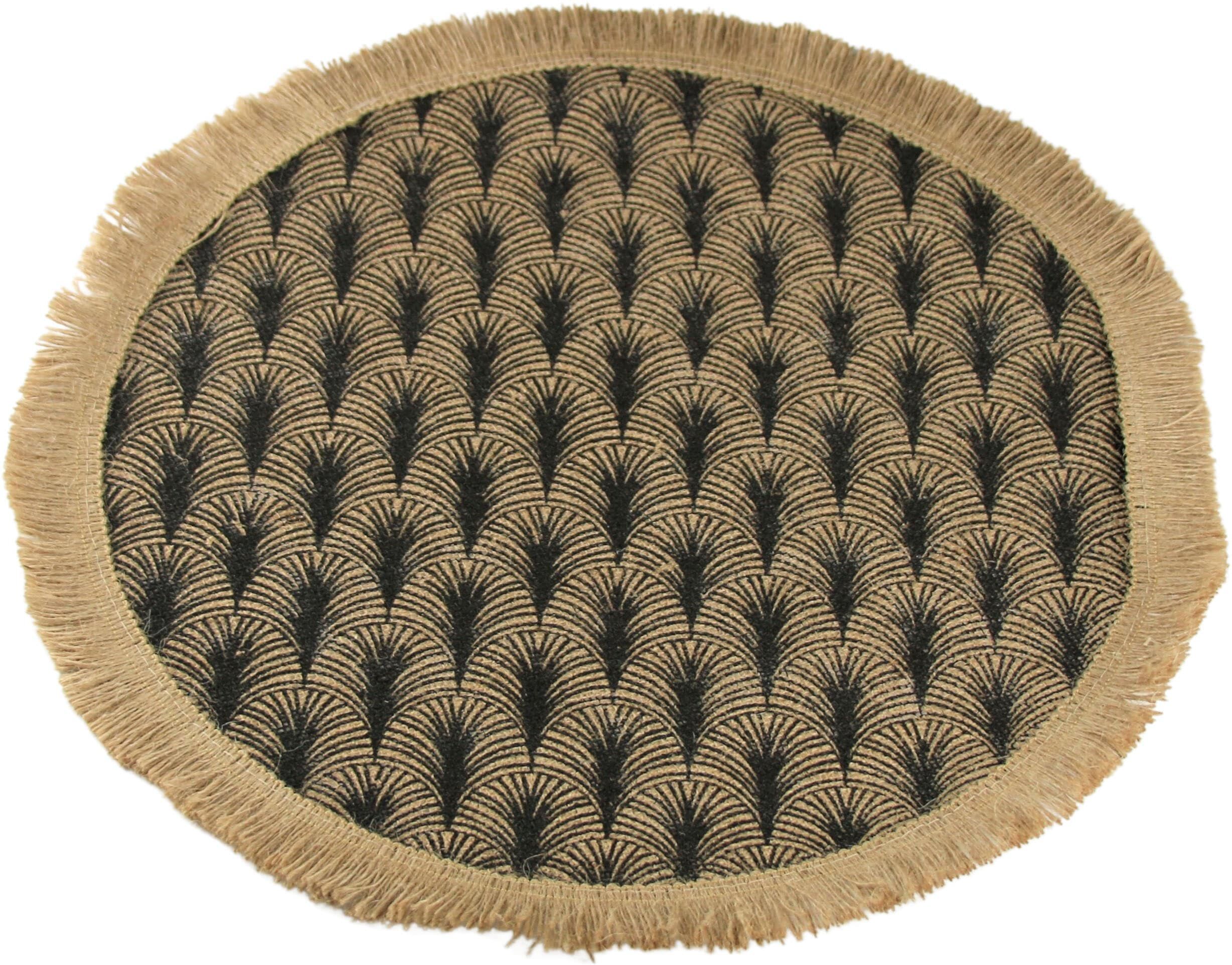 Platzset AM DESIGN "Tischset", schwarz (schwarz, natur), H:0,15mm Ø:38cm, Obermaterial: 100% Jute, Platzsets, Platzset, aus Jute, Ø 38 cm schwarz, natur Ø 38cm, 6 Stk., Jute, rund