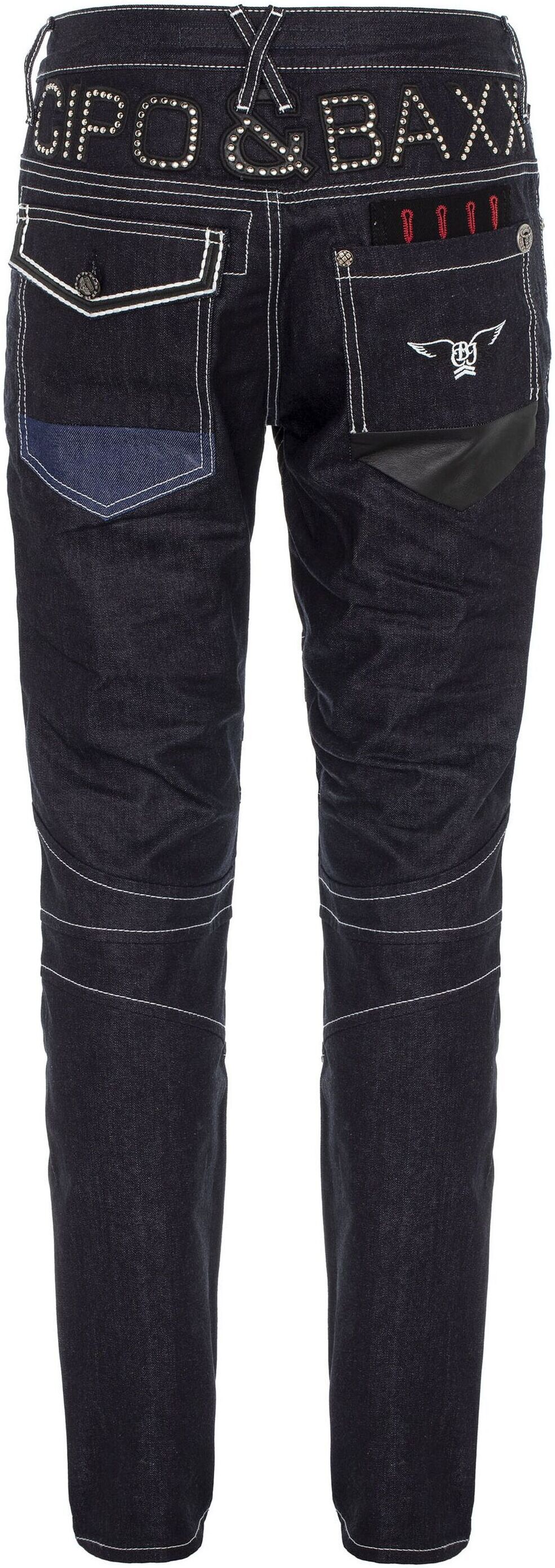 Straight-Jeans CIPO & BAXX "DENIM", Herren, Gr. 32, Länge 34, blau (rawblau), 100% Baumwolle, unifarben, figurumspielend lang, Jeans Straight-Jeans, Straight Fit-Jeans im stylischen Design, CD639