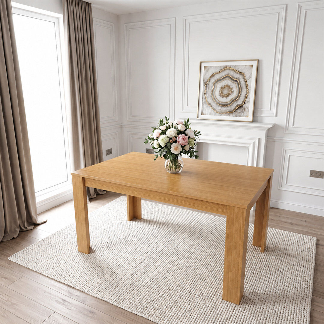 Natur Pur Pruett Oak Rectangular Dining Table Oak Effect 74cm H x 117cm L x 77cm W