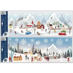 Glänzende Fensterfolie winterliche Stadt, 21 x 60 cm - verschiedene Arten