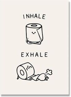 Inspire Essentials Funny Bathroom Wall Art Toilet Paper Yoga Canvas Minimalist Decor c 21x30cm No Frame