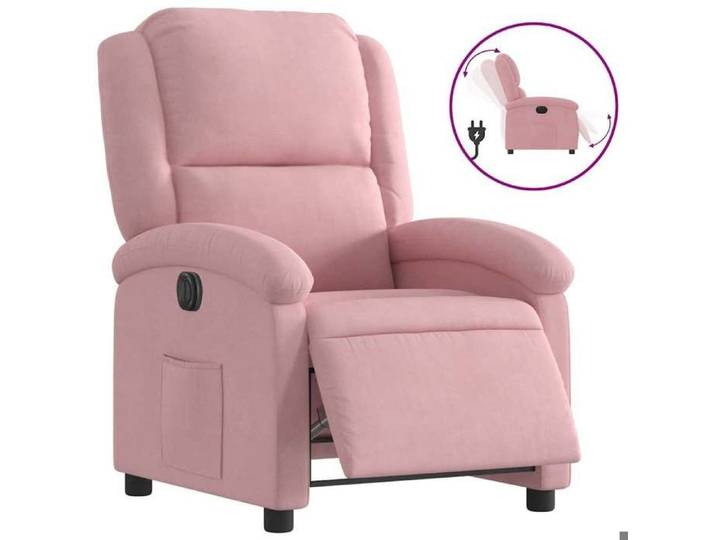 @FR Fauteuil inclinable scandinave - Chaise relaxant/Fauteuil TV - électrique Rose Velours - 3333837