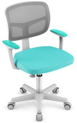 Costway Adjustable Desk Chair with Auto Brake Casters for Kids-Turquoise