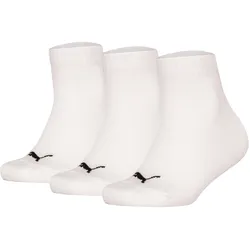 PUMA Kinder Quarter Socken, 3er Pack - Plain Quarter 3P, Logos, einfarbig Weiß / 27-30