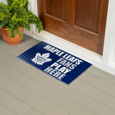 Evergreen "28 in. x 16 in. Toronto Maple Leafs ""Fans Play Here"" PVC Door Mat"