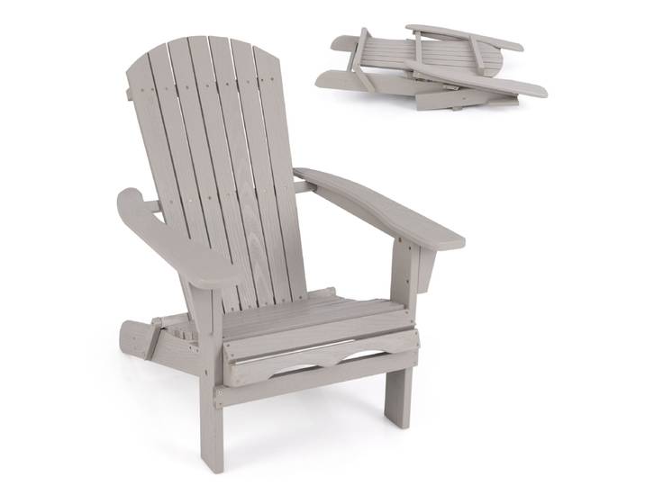 Adirondack Stoel Opvouwbaar Adirondack Stoel van Hout Tuinstoel met Hoge Rugleuning Grijs