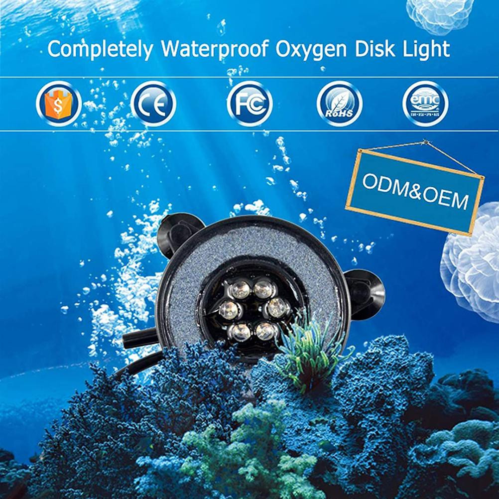 Cocosity Ronde LED-aquariumlamp met kleurveranderend effect, luchtpomp en bubbelsteen