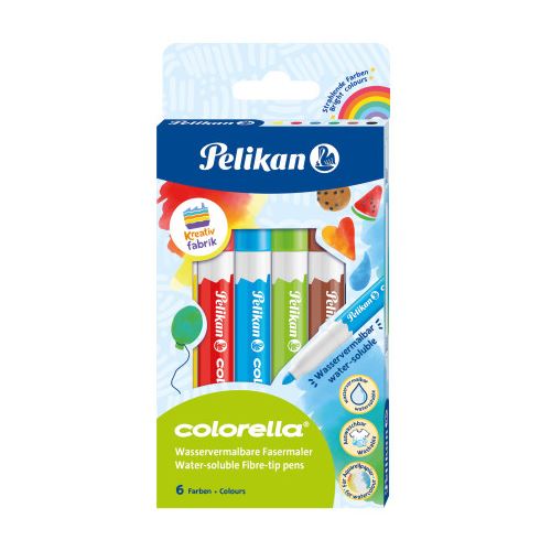 Pelikan Fasermaler Colorella wasservermalbar 6 Farben Refill Faltschachtel