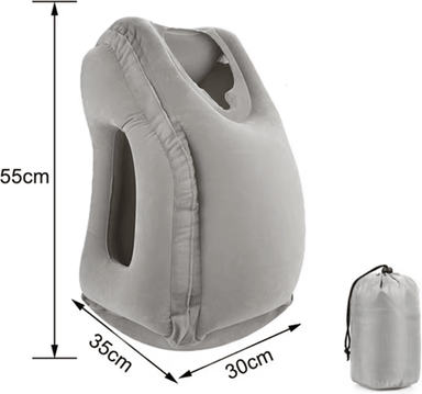 Uplift Curations Portable Inflatable Travel Pillow Compact Airplane Neck & Nap Cushion gray