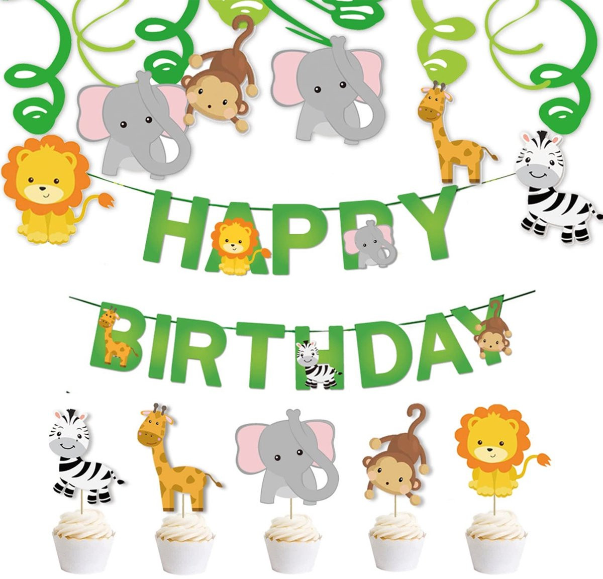 Solidchoice - 30 Stuks Decoratieve Hangende Dieren voor Kinderfeestjes
