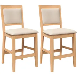 vidaXL Barhocker mit Kissen 2 Stk. Natur Massivholz Gummibaum