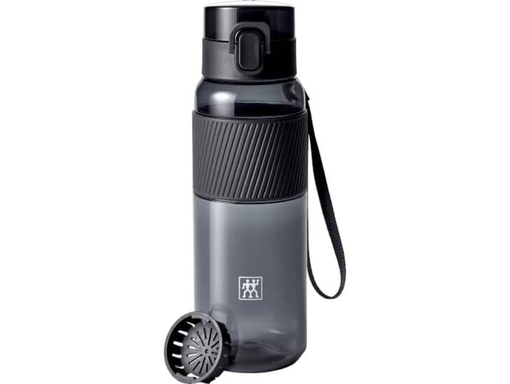 ZWILLING Trinkflasche 680 ml, Auslaufsicher, Fruchtsieb, Schwarz