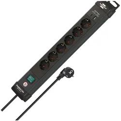 Brennenstuhl, Steckdosenleiste, Premium Line 6fach schwarz *DE* (6x, USB-A, USB-C, 3 m)