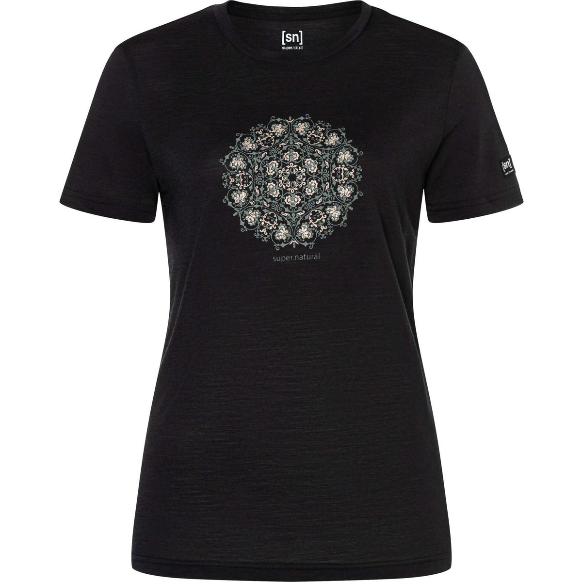 Super.Natural W Ornament Tee jet black/eucalyptus/tapioca gl (90J) M SNWP0309790JM