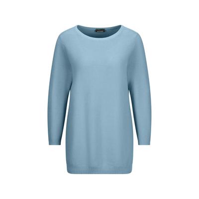 Rundhalspullover GOLDNER "Eleganter Baumwollpullover, Halbarm", Damen, Gr. 38, blau (hellblau), Obermaterial: 100% Baumwolle CO., Modisch, U-Boot-Ausschnitt, Pullover Rundhalspullover, U-Boot-Ausschnitt