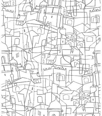 York Wallcoverings Black Cubist Cityscape Peel and Stick Wallpaper