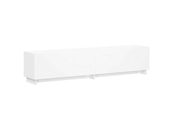 vidaXL TV-Lowboard 179.5 x 34.5 x 40 cm Weiß Holzwerkstoff Dieses rechteckige TV-Lowboard weist eine glatte Textur auf, Die Türen lassen sich in einem 90-Grad-Winkel öffnen und sind