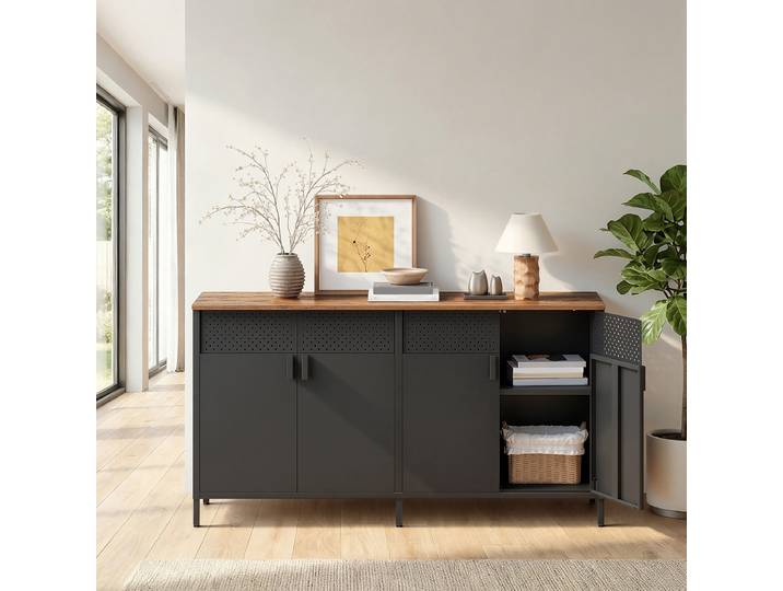 Sideboard Ferris Wheel 141 x 76 x 40cm Schwarz