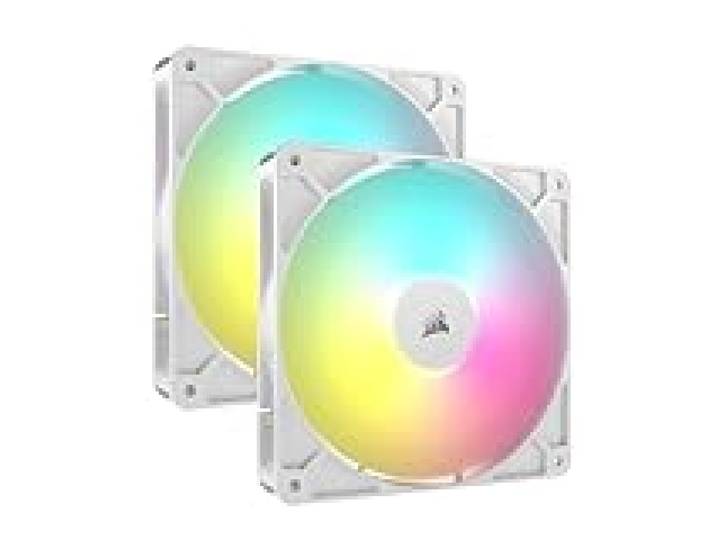 CORSAIR RS140 ARGB 140mm Ventilateurs PWM – Connexion Daisy-Chain – Faible Bruit – Roulement à Dôme Magnétique – Paquet Double – Blanc