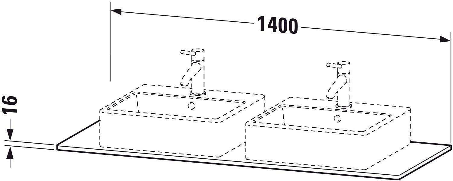 Duravit XSquare Konsole 140 cm, mit zwei Ausschnitten