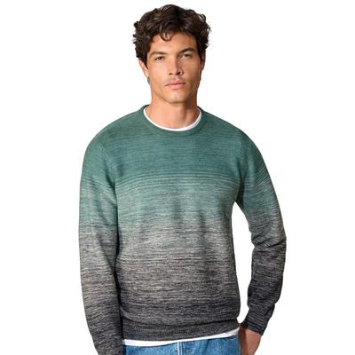 Strickpullover CASAMODA "CASAMODA Pullover gestreift", Herren, Gr. L, grün, 100% Baumwolle, Pullover Strickpullover