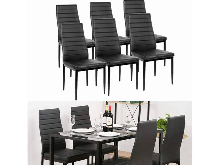 Chaises de salle à manger par 6 en soldes - VIVOLILV - 42X48X98 cm - Chaises en simili Noir
