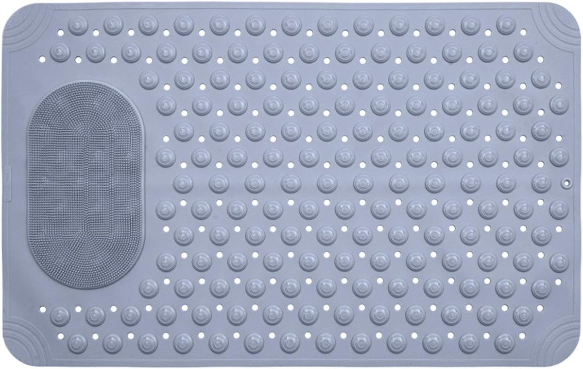 Douche Reinigingsmat Grijs - Antislip Badkamer Mat met Masserende Voeten en Sterke Zuignappen - 41 x 10 cm