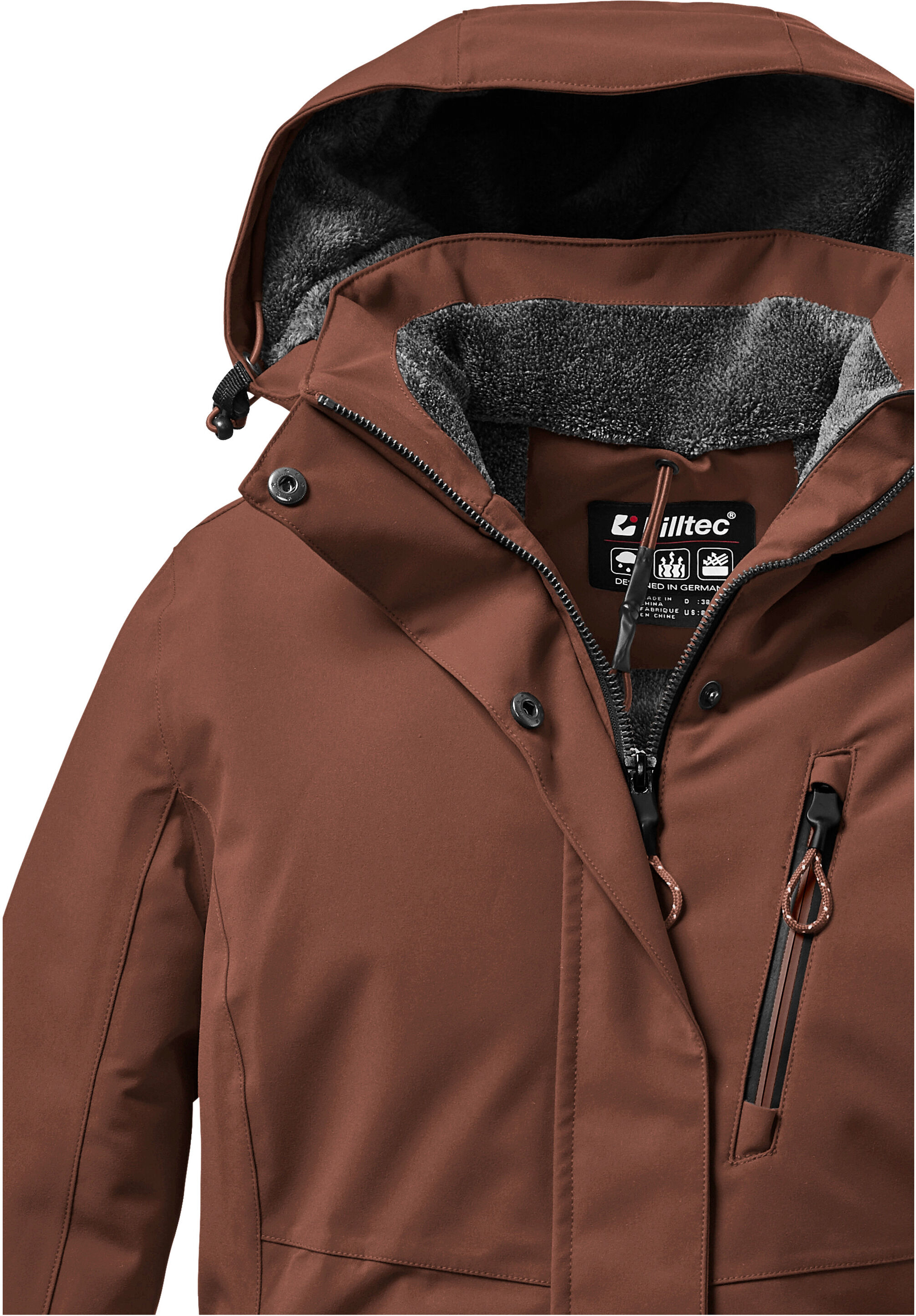 Outdoorjacke KILLTEC "KOW 140 WMN JCKT", Damen, Gr. 48, erdfarben, Obermaterial: 100% Polyester.Futter: 100% Polyester.Füllung: 100% Polyester, Jacken Outdoorjacke, Wasserdichte Damenjacke, atmungsaktiv, abnehmbare Kapuze