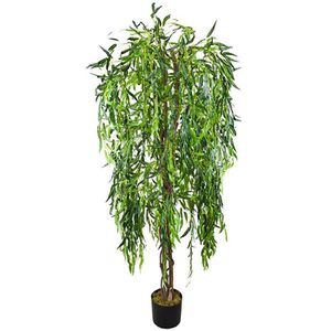 Decovego Kunstpflanze Weidenbaum, Kunstbaum im Topf, mit Echtholzstamm, Höhe 180 cm