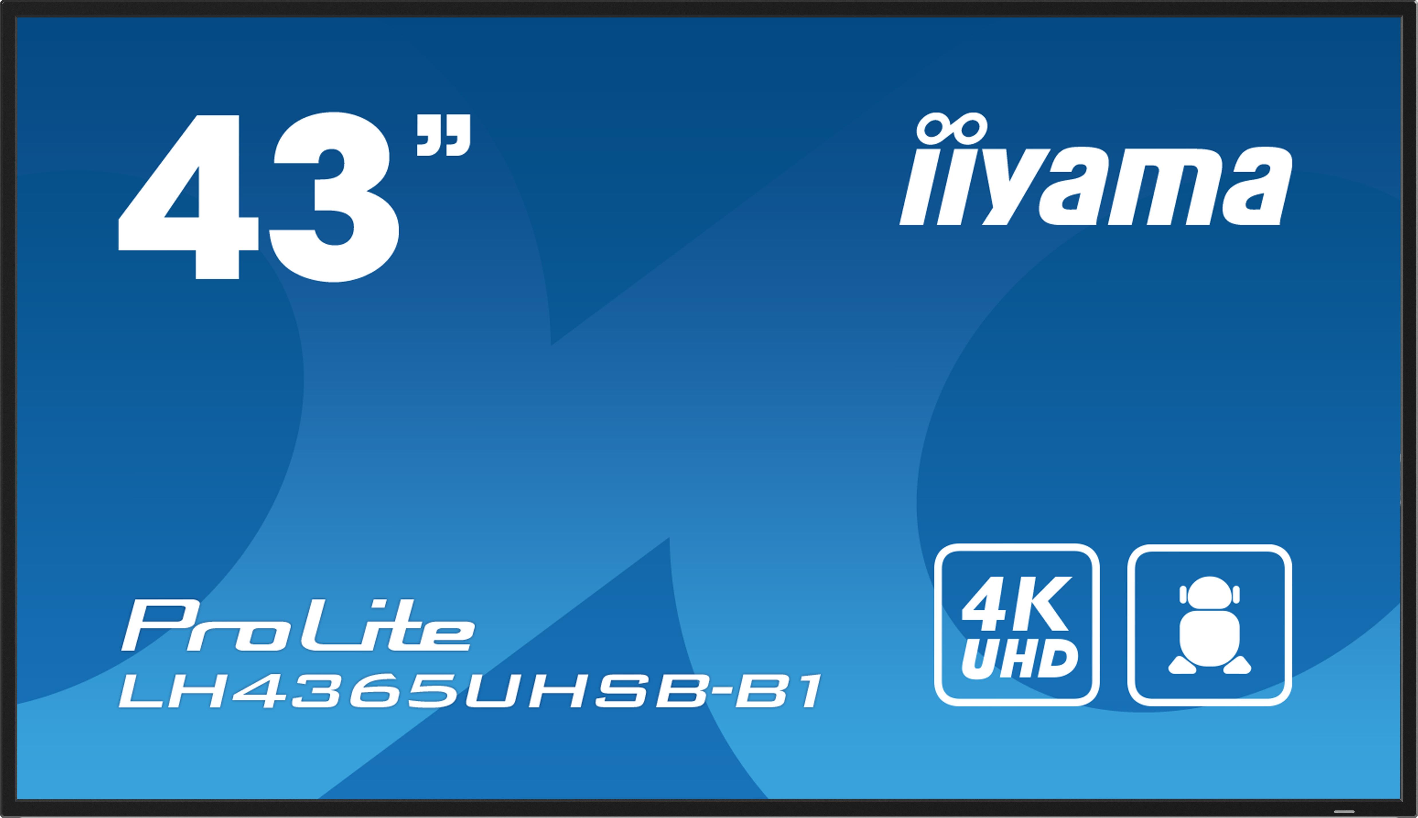 iiyama LH4365UHSB-B1, Kiosk-Design, 108 cm (42.5"), LED, 3840 x 2160 Pixel, WLAN, 24/7
