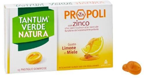 Tantum Verde Natura Limone e Miele Integratore Mal di Gola 15 Pastiglie