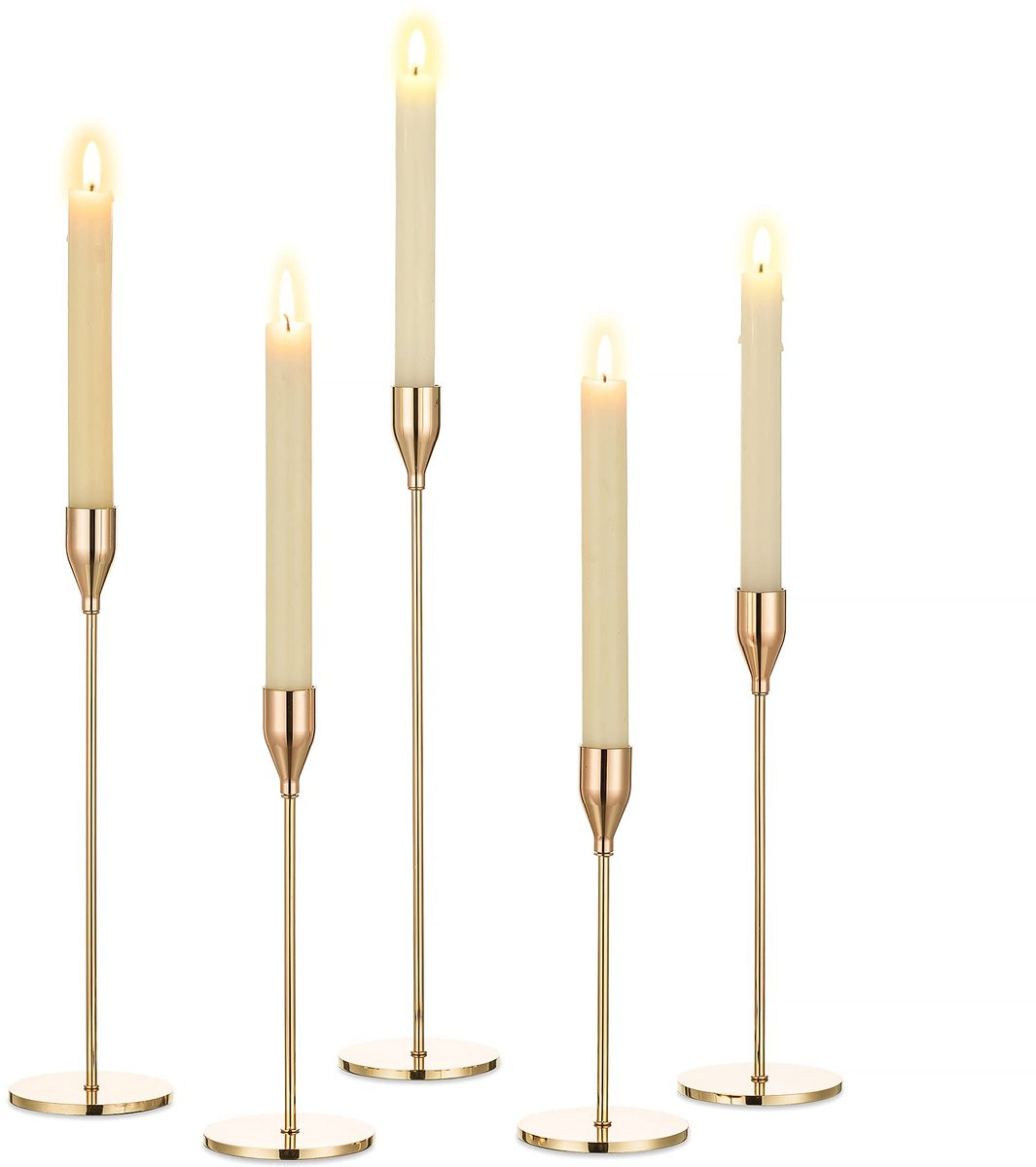 Ibenzoa Gouden Metalen Kandelaar Set van 5 voor Elegante Tafeldecoratie