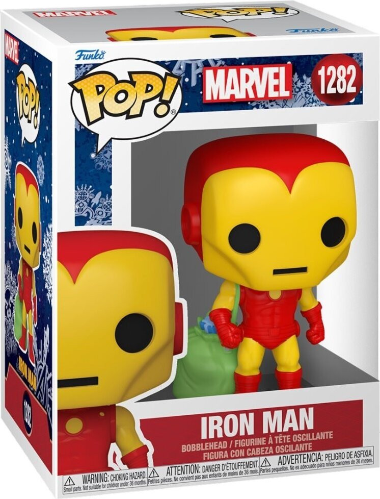 Funko Marvel Holiday POP! Iron Man vinyl figuur met tas, 9 cm